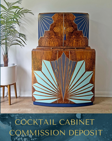 Art Deco Walnut Cocktail Drinks Cabinet Commission Deposit