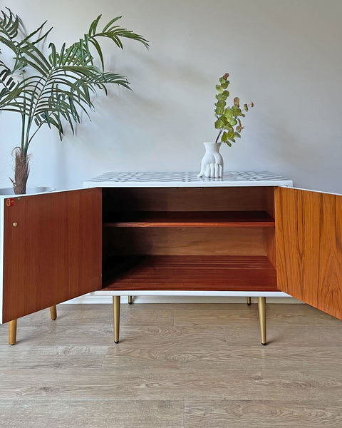 Vivienne Westwood Squiggle Vintage Mid-Century G Plan Small Sideboard Vinyl Cabinet TV Stand