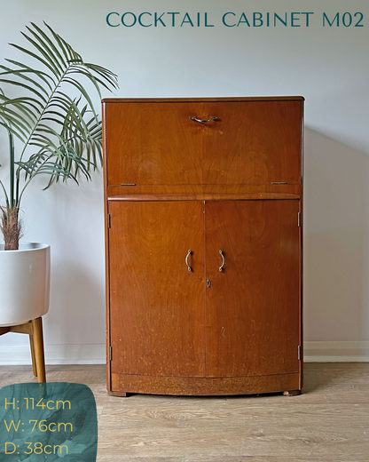 Vintage Walnut 1920s Art Deco Cocktail Cabinet - Bespoke Pink & Blue Hand-Painted Design - *MADE TO ORDER*