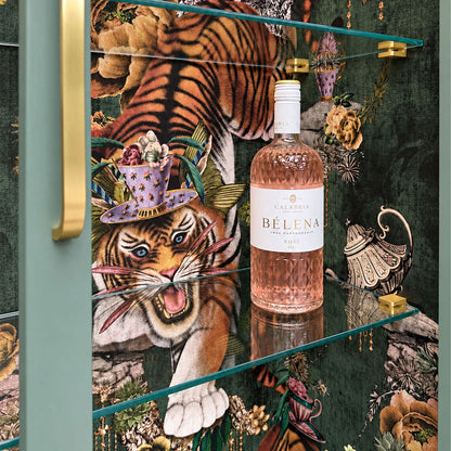 G Plan Modern Glass Display Drinks Cocktail Cabinet - Sage Green Tiger's Teatime
