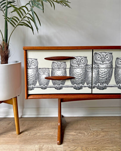 Vintage Austinsuite Sideboard TV Unit Featuring Fornasetti Nottambule Owls