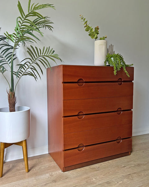 Vintage Mid-Century Rare Meredew Teak Chest of Drawers