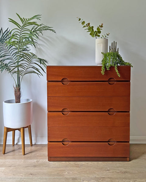 Vintage Mid-Century Rare Meredew Teak Chest of Drawers