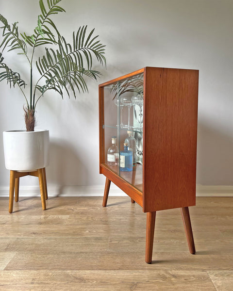 Vintage G Plan Teak Small Glass Fronted Display Drinks Cabinet - Fornasetti Tema E Variazioni 1