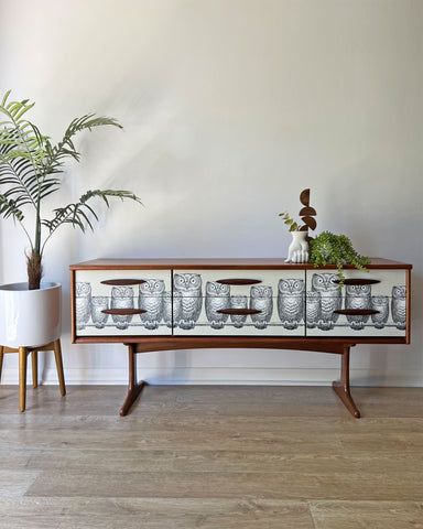 Vintage Austinsuite Sideboard TV Unit Featuring Fornasetti Nottambule Owls