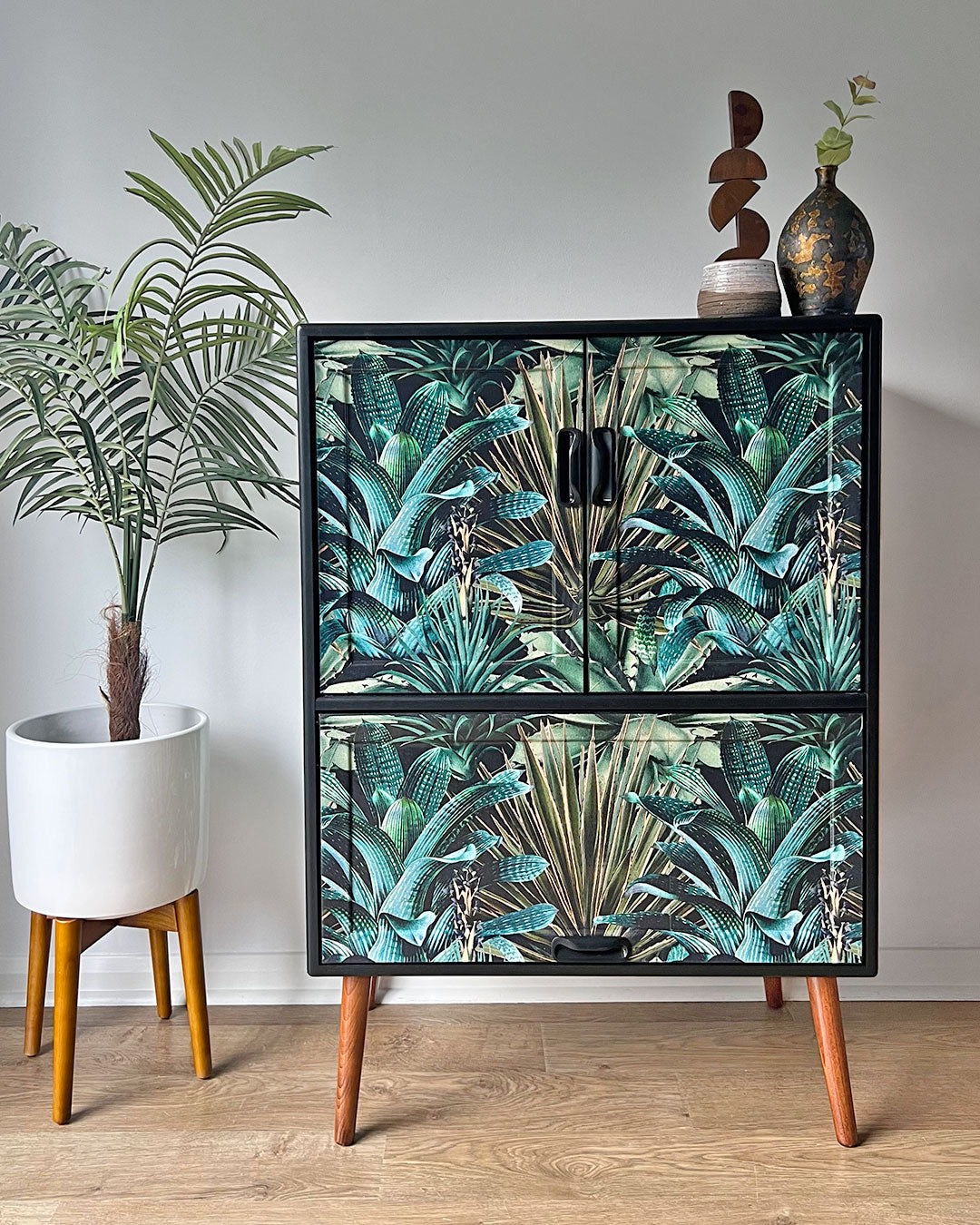 Vintage Mid Century G Plan Fresco Drinks Cocktail Cabinet - Biophilic Lush Succulents - MADE TO ORDER