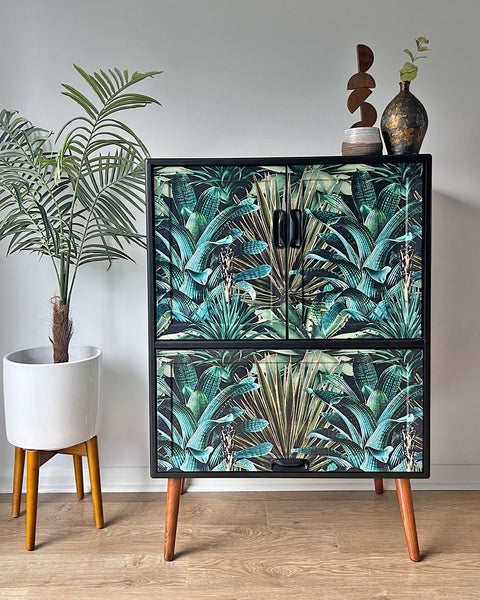 Vintage Mid Century G Plan Fresco Drinks Cocktail Cabinet - Biophilic Lush Succulents - MADE TO ORDER