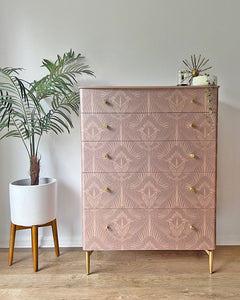 Art Deco Large Chest of Drawers in Divine Savages Blush Pink Gershwing