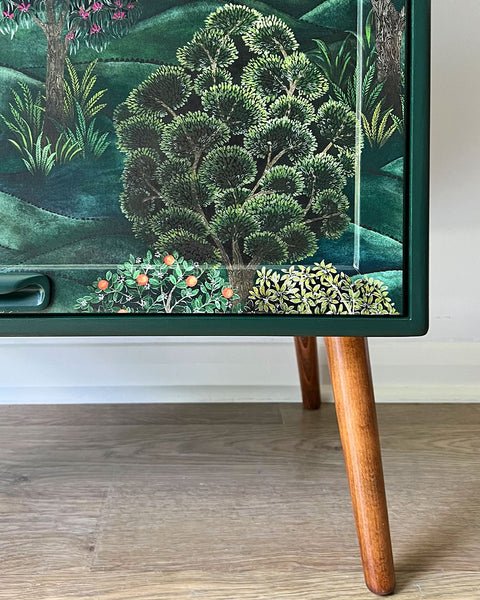 Vintage Mid Century G Plan Fresco Drinks Cocktail Cabinet - Cole & Son Forest - MADE TO ORDER