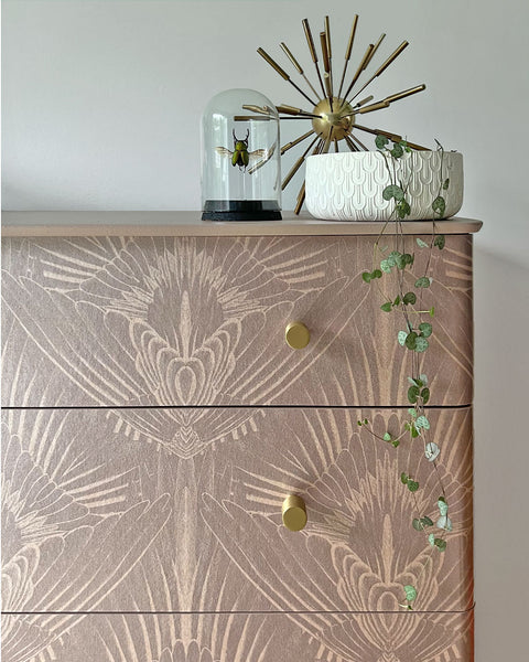 Art Deco Large Chest of Drawers in Divine Savages Blush Pink Gershwing