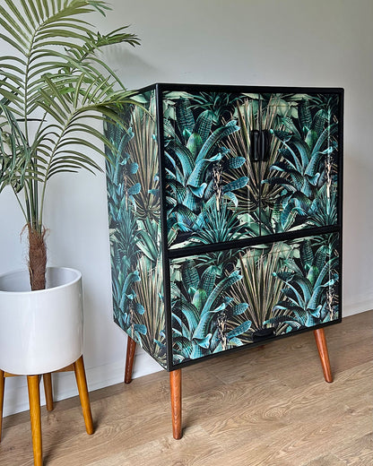 Vintage Mid Century G Plan Fresco Drinks Cocktail Cabinet - Biophilic Lush Succulents - MADE TO ORDER