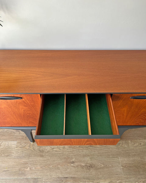 Vintage Mid-Century Jentique Teak Sideboard TV Unit - Anthracite Grey & Gold
