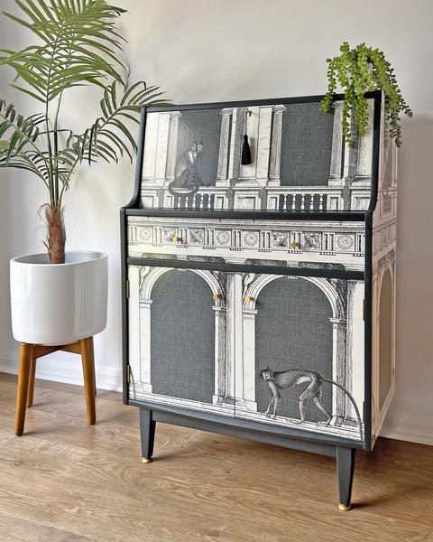 Vintage Jentique Drinks Cabinet - Fornasetti Procuratie e Scimmie