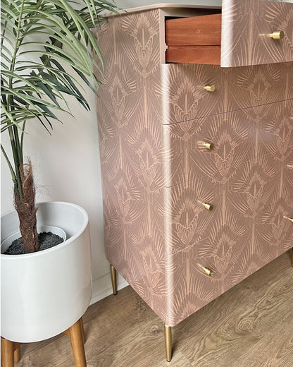 Art Deco Large Chest of Drawers in Divine Savages Blush Pink Gershwing