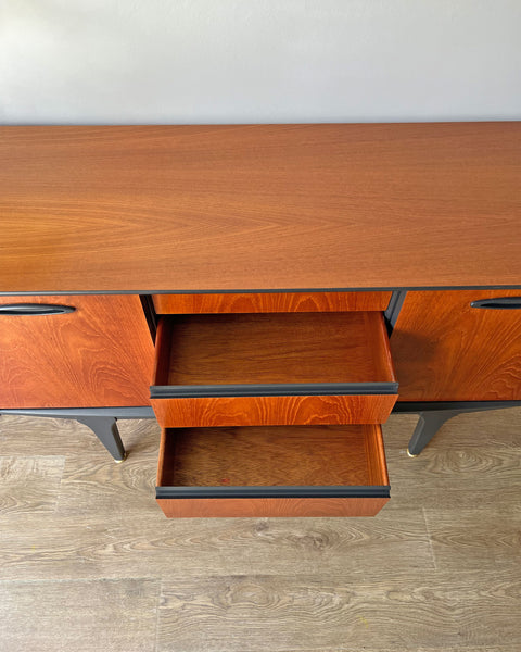 Vintage Mid-Century Jentique Teak Sideboard TV Unit - Anthracite Grey & Gold