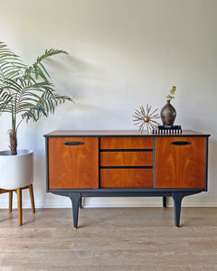 Vintage Mid-Century Jentique Teak Sideboard TV Unit - Anthracite Grey & Gold