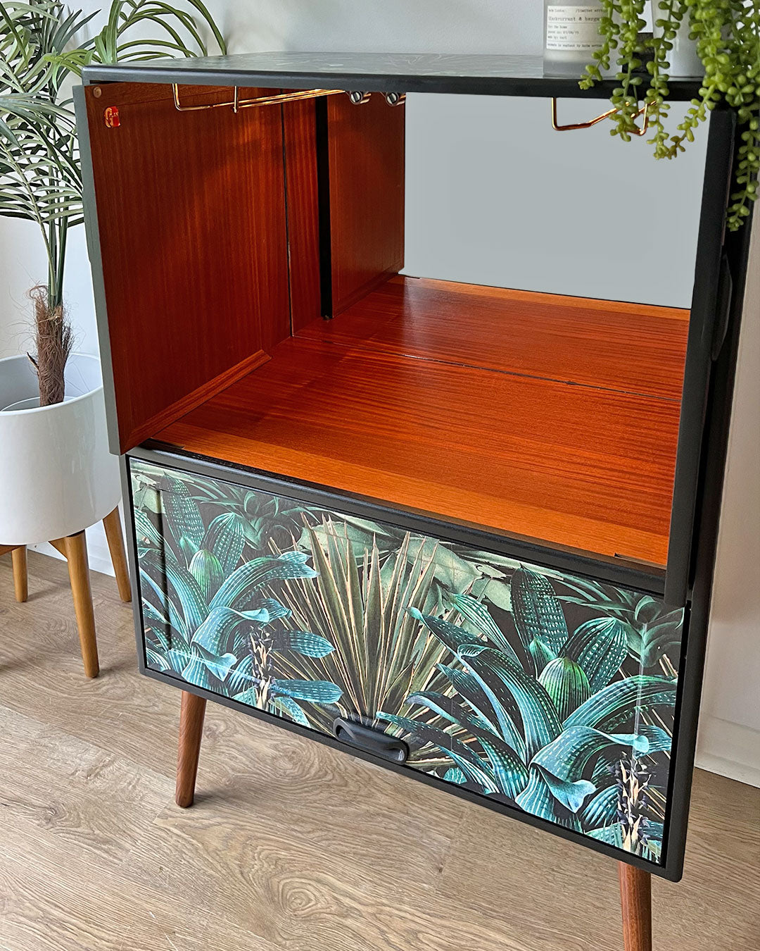 Vintage Mid Century G Plan Fresco Drinks Cocktail Cabinet - Biophilic Lush Succulents - MADE TO ORDER