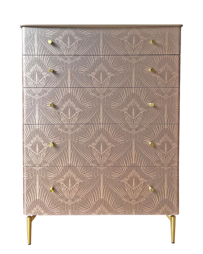 Art Deco Large Chest of Drawers in Divine Savages Blush Pink Gershwing