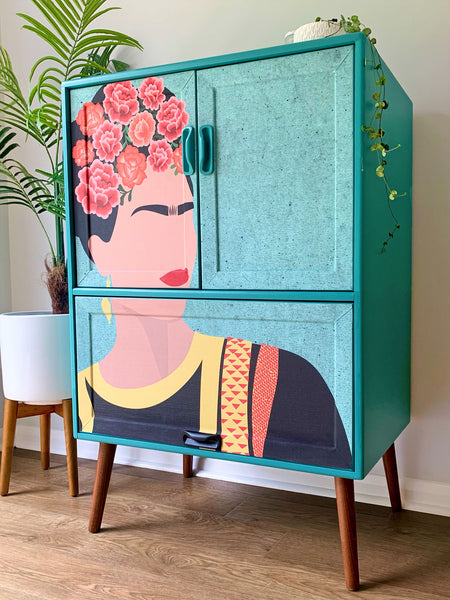 Frida Kahlo Vintage Mid Century G Plan Fresco Drinks Cocktail Cabinet - MADE TO ORDER
