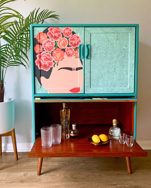 Frida Kahlo Vintage Mid Century G Plan Fresco Drinks Cocktail Cabinet - MADE TO ORDER
