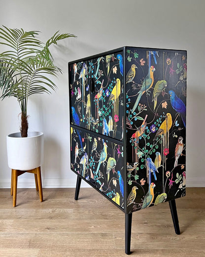Vintage Mid Century G Plan Fresco Drinks Cocktail Cabinet - Christian Lacroix Birds Sinfonia - *MADE TO ORDER*