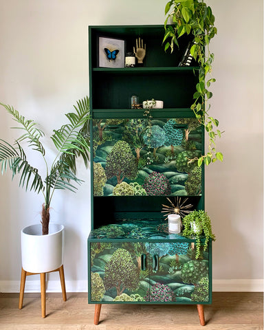 Vintage Mid-Century G Plan Cocktail Drinks Cabinet Room Divider in Cole & Son Forest - MADE TO ORDER