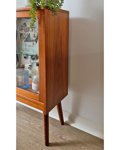 Vintage G Plan Teak Small Glass Fronted Display Drinks Cabinet Sideboard - Fornasetti Tema E Variazioni - *MADE TO ORDER*