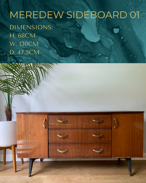 Vintage Green & Gold Sideboard TV Unit Cocktail Cabinet in Bethan Gray - MADE TO ORDER