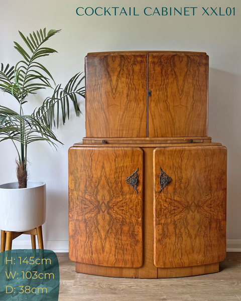 Art Deco Walnut Cocktail Drinks Cabinet Commission Deposit