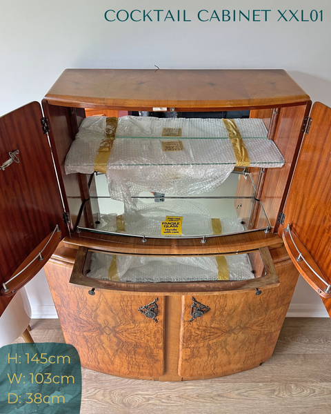 Art Deco Walnut Cocktail Drinks Cabinet Commission Deposit