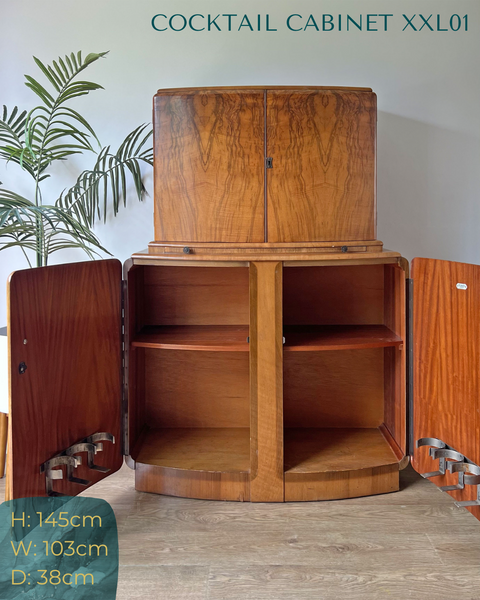 Art Deco Walnut Cocktail Drinks Cabinet Commission Deposit